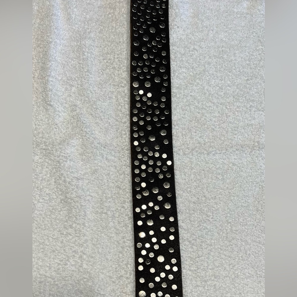 Black Genuine Leather Swarovski Crystal Belt - Picture 16 of 16
